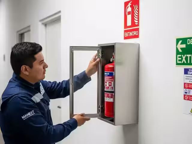 Gabinete metálico para proteger un extintor