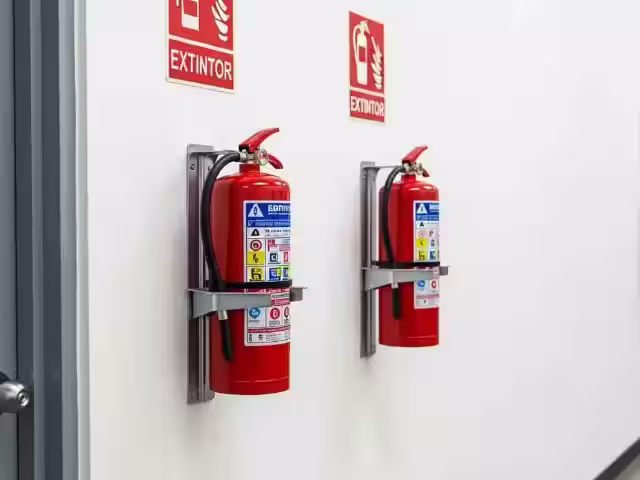 Portaextintor de piso tipo pedestal