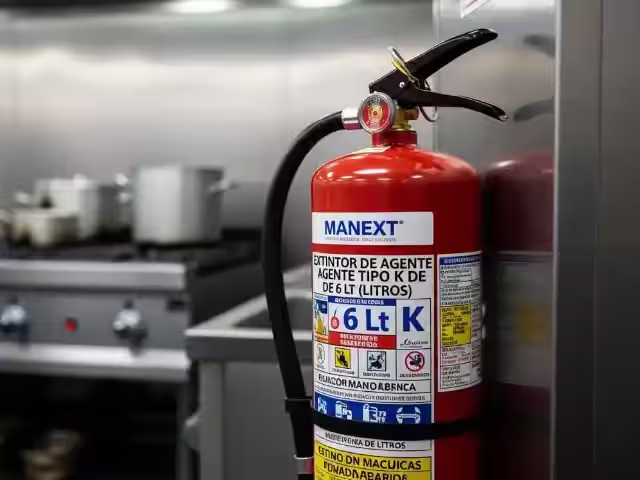 Extintor tipo K para aceites y grasas de cocina